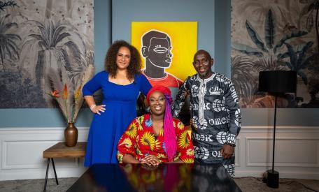 Dr Marcia Goddard, Vivian Acquah en Kemo Camara. Foto Benedicta Badu