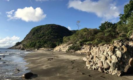 Ruins of the Water Fort St. Eustatius with in the background the Godet burial ground (copyright Kenneth Cuvalay)