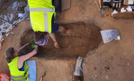 Opgravingen bij de voormalige Golden Rock Plantation: 